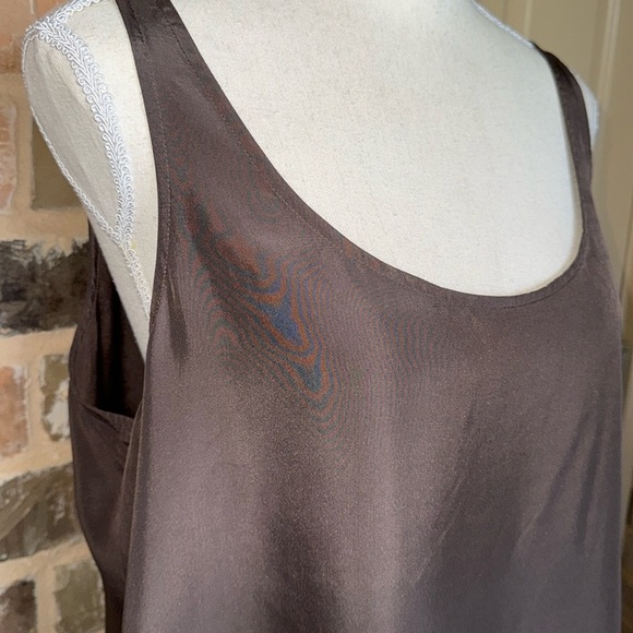 Eileen Fischer Taupe Brown Silk Slip Dress Thin Straps Scoop Neck & Back - Picture 6 of 9